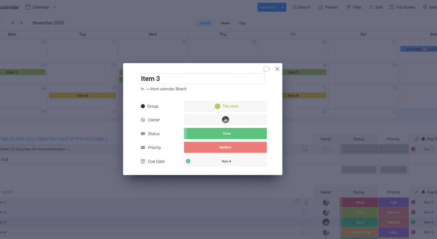Work Calendar template | monday.com